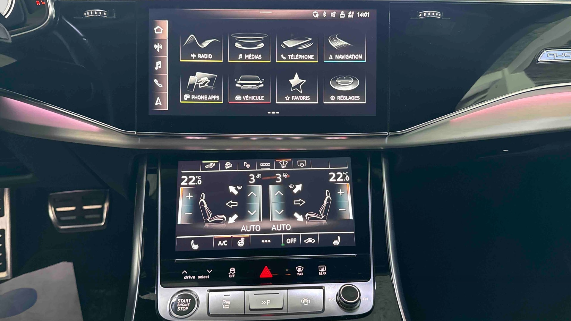 Audi Q8 60 TFSI e 462 Tiptronic 8 Quattro Compétition — Console centrale - GPS